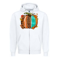 White Fall leopard pumpkin Zipper Hoodie - NancyCooperArtShop