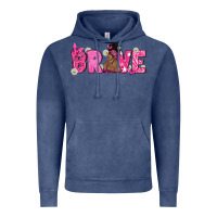 Vintage Denim Breast Cancer Brave with Afro Woman Vintage Hoodie - texasbilliewilder
