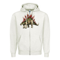 Oatmeal Heather Stegosaurus Zipper Hoodie - LillyAllenDesigns