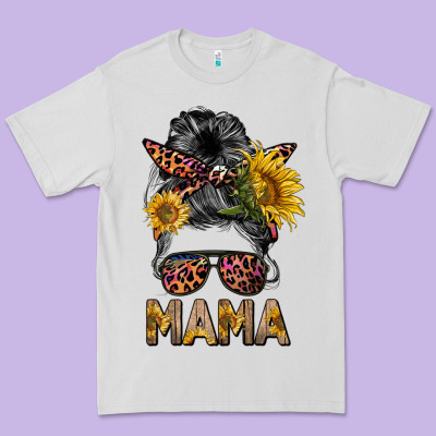 Mess Bun Mama Sunflowers Premium Tee Designed By Barkaloodesign