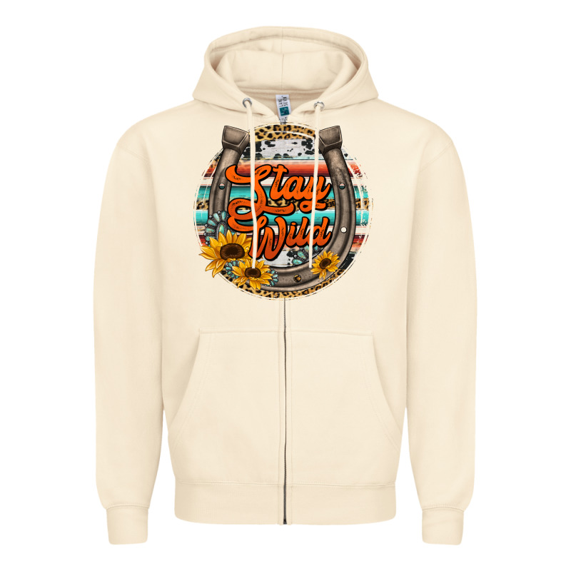 Stay Wild Horseshoe Zipper Hoodie by Jasminsmagicworld | Teevron