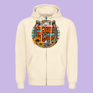 Stay Wild Horseshoe Zipper Hoodie Designed By Jasminsmagicworld