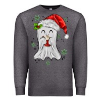 Charcoal Heather merry christmas ghost Premium Sweatshirt - MaliasSmallBusiness