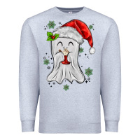 Heather Grey merry christmas ghost Premium Sweatshirt - MaliasSmallBusiness