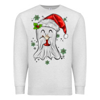 Oatmeal Heather merry christmas ghost Premium Sweatshirt - MaliasSmallBusiness