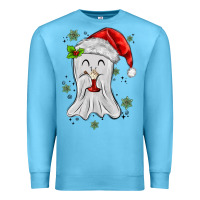 Ocean Blue merry christmas ghost Premium Sweatshirt - MaliasSmallBusiness