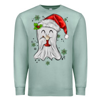 Seafoam merry christmas ghost Premium Sweatshirt - MaliasSmallBusiness