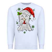 White merry christmas ghost Premium Sweatshirt - MaliasSmallBusiness