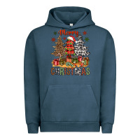 Pigment Midnight Navy Merry Christmas with western trees Urban Hoodie - NancyCooperArtShop