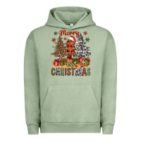 Pigment Oil Green Merry Christmas with western trees Urban Hoodie - NancyCooperArtShop