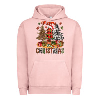 Pigment Salmon Merry Christmas with western trees Urban Hoodie - NancyCooperArtShop