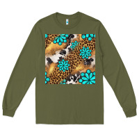 Army Green western turquoise gemstone seamless pattern Long Sleeve Tee - BundleAndBundleShop