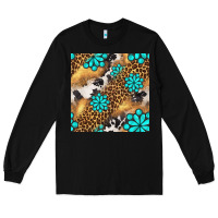 Black western turquoise gemstone seamless pattern Long Sleeve Tee - BundleAndBundleShop
