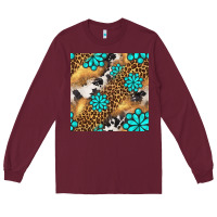Burgundy western turquoise gemstone seamless pattern Long Sleeve Tee - BundleAndBundleShop