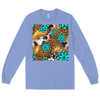 Colony Blue western turquoise gemstone seamless pattern Long Sleeve Tee - BundleAndBundleShop