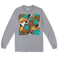 Heather Grey western turquoise gemstone seamless pattern Long Sleeve Tee - BundleAndBundleShop