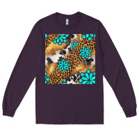 Plum western turquoise gemstone seamless pattern Long Sleeve Tee - BundleAndBundleShop