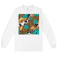 White western turquoise gemstone seamless pattern Long Sleeve Tee - BundleAndBundleShop