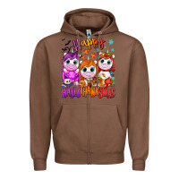 Chestnut Happy Hallothanksmas unicorns Zipper Hoodie - NancyCooperArtShop