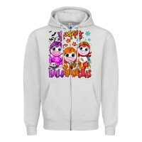 Dove Grey Happy Hallothanksmas unicorns Zipper Hoodie - NancyCooperArtShop
