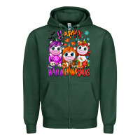 Sports Green Happy Hallothanksmas unicorns Zipper Hoodie - NancyCooperArtShop