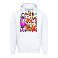 White Happy Hallothanksmas unicorns Zipper Hoodie - NancyCooperArtShop