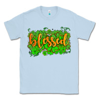 Dusty Blue blessed with  shamrocks Classic Tee - AdoDesignShop