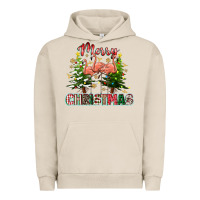 Pigment French Oak Merry Christmas flamingo Urban Hoodie - texasbilliewilder