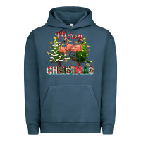 Pigment Midnight Navy Merry Christmas flamingo Urban Hoodie - texasbilliewilder