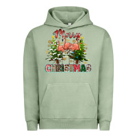 Pigment Oil Green Merry Christmas flamingo Urban Hoodie - texasbilliewilder