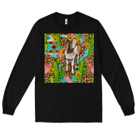 Black western boer goat seamless pattern Long Sleeve Tee - BundleAndBundleShop
