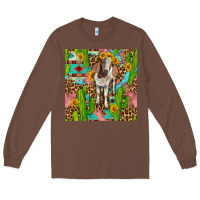 Chestnut western boer goat seamless pattern Long Sleeve Tee - BundleAndBundleShop