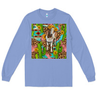 Colony Blue western boer goat seamless pattern Long Sleeve Tee - BundleAndBundleShop