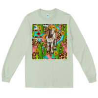 Matcha western boer goat seamless pattern Long Sleeve Tee - BundleAndBundleShop
