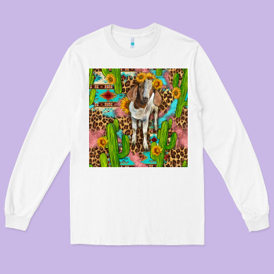 Western Boer Goat Seamless Pattern Long Sleeve Tee Designed By Bundleandbundleshop