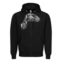 Black Velociraptor Face Zipper Hoodie - LillyAllenDesigns