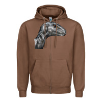 Chestnut Velociraptor Face Zipper Hoodie - LillyAllenDesigns