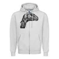 Dove Grey Velociraptor Face Zipper Hoodie - LillyAllenDesigns