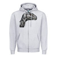 Heather Grey Velociraptor Face Zipper Hoodie - LillyAllenDesigns