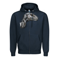 Navy Velociraptor Face Zipper Hoodie - LillyAllenDesigns