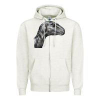 Oatmeal Heather Velociraptor Face Zipper Hoodie - LillyAllenDesigns