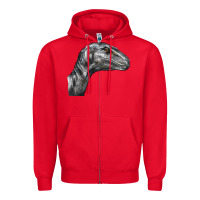 Red Velociraptor Face Zipper Hoodie - LillyAllenDesigns