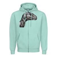 Seafoam Velociraptor Face Zipper Hoodie - LillyAllenDesigns