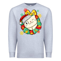 Heather Grey Christmas wreaths cat Premium Sweatshirt - MaliasSmallBusiness