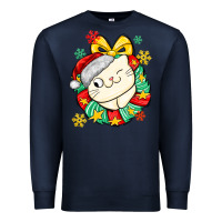 Navy Christmas wreaths cat Premium Sweatshirt - MaliasSmallBusiness