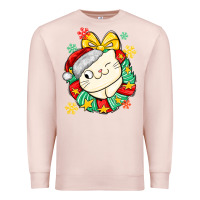 Pale Pink Christmas wreaths cat Premium Sweatshirt - MaliasSmallBusiness