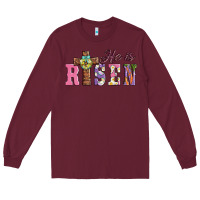 Burgundy easter he ıs risen Long Sleeve Tee - AdoDesignShop