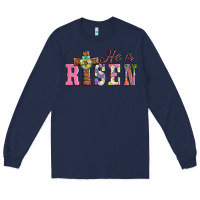 Navy easter he ıs risen Long Sleeve Tee - AdoDesignShop