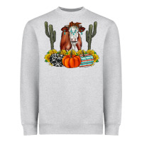 Heather Grey Fall Cow Heavyweight Sweatshirt - CowhideDigitalArt