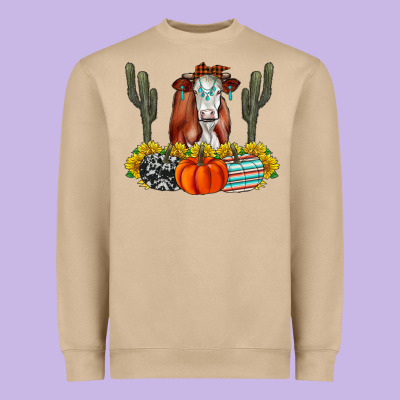 Fall Cow Heavyweight Sweatshirt Designed By Cowhidedigitalart